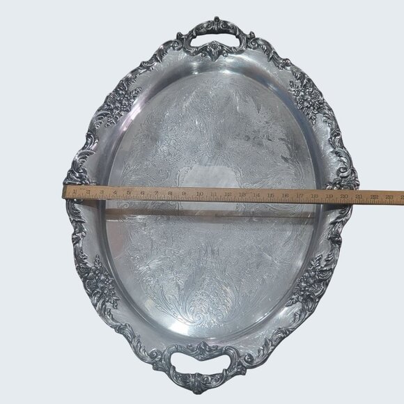 Reed & Barton King Francis Large Handled Metal Serving Tray Silverplate - Picture 8 of 16